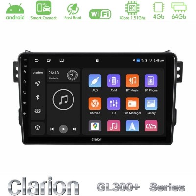 Clarion GL300+ Series 4Core Android ClarionOS 4+64GB Suzuki Splash & Opel Agila 2008-2014 Navigation Multimedia Tablet 9