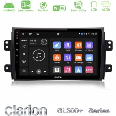 Clarion GL300+ Series 4Core Android ClarionOS 4+64GB  Suzuki SX4 2006-2014 Fiat Sedici 2006-2014 Navigation Multimedia Tablet 9