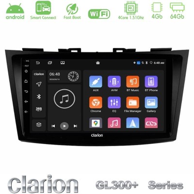Clarion GL300+ Series 4Core Android ClarionOS 4+64GB  Suzuki Swift 2011-2016 Navigation Multimedia Tablet 9