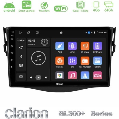 Clarion GL300+ Series 4Core Android ClarionOS 4+64GB  Toyota RAV4 Navigation Multimedia Tablet 9