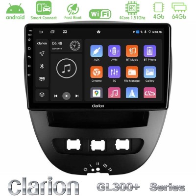 Clarion GL300+ Series 4Core Android ClarionOS 4+64GB  Toyota Aygo/Citroen C1/Peugeot 107 Navigation Multimedia Tablet 10