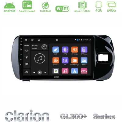 Clarion GL300+ Series 4Core Android ClarionOS 4+64GB Toyota Yaris (Vitz) 2015-2020 RHD Navigation Multimedia Tablet 9