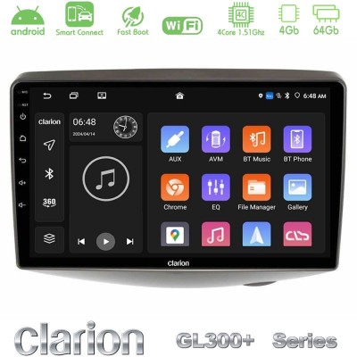 Clarion GL300+ Series 4Core Android ClarionOS 4+64GB  Toyota Yaris 1999 - 2006 Navigation Multimedia Tablet 9