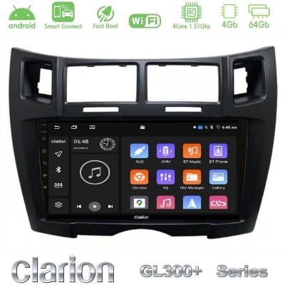Clarion GL300+ Series 4Core Android ClarionOS 4+64GB  Toyota Yaris Navigation Multimedia Tablet 9