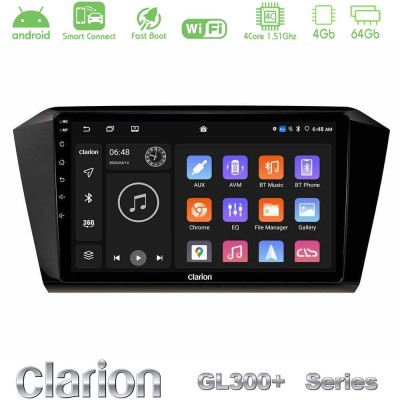 Clarion GL300+ Series 4Core Android ClarionOS 4+64GB  VW Passat Navigation Multimedia Tablet 10