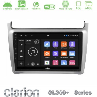Clarion GL300+ Series 4Core Android ClarionOS 4+64GB  Vw Polo 2014-2017 Navigation Multimedia Tablet 9