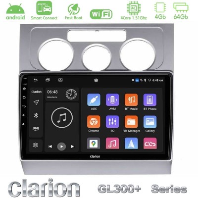 Clarion GL300+ Series 4Core Android ClarionOS 4+64GB  VW Touran 2003-2011 Navigation Multimedia Tablet 10