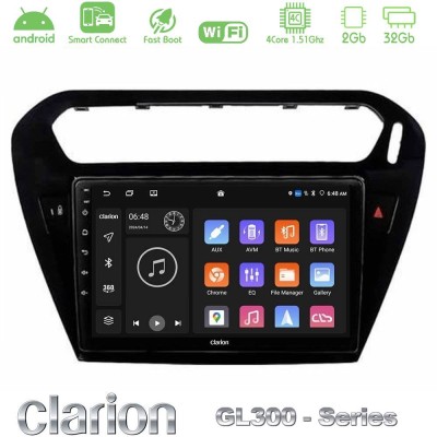 Clarion GL300 Series 4Core Android ClarionOS 2+32GB Citroen C-Elysee / Peugeot 301 Navigation Multimedia Tablet 9