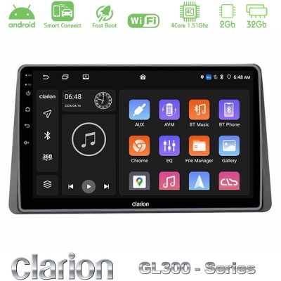 Clarion GL300 Series 4Core Android ClarionOS 2+32GB Dacia Duster 2019-> Navigation Multimedia Tablet 10