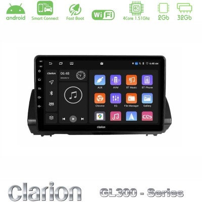 Clarion GL300 Series 4Core Android ClarionOS 2+32GB Dacia Sandero/Logan/Jogger 2022-> Navigation Multimedia Tablet 9