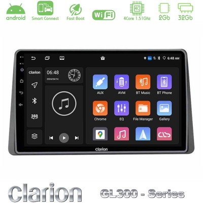 Clarion GL300 Series Dacia Duster 2023-2024 4Core Android ClarionOS 2+32GB Navigation Multimedia Tablet 10