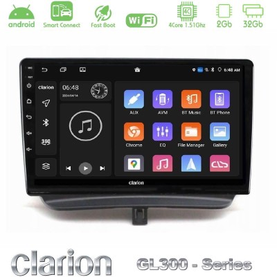Clarion GL300 Series 4Core Android ClarionOS 2+32GB Ford Courier 2015-2023 Navigation Multimedia Tablet 9