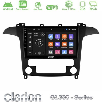 Clarion GL300 Series 4Core Android ClarionOS 2+32GB Ford S-Max 2006-2012 Navigation Multimedia Tablet 9