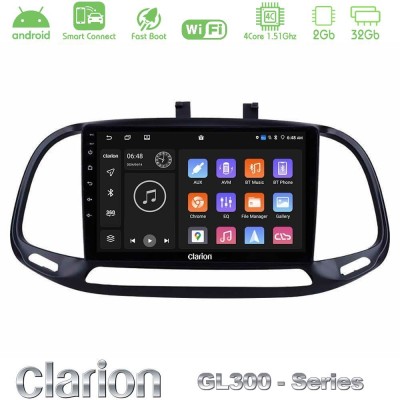Clarion GL300 Series 4Core Android ClarionOS 2+32GB Fiat Doblo 2015-2022 Navigation Multimedia Tablet 9