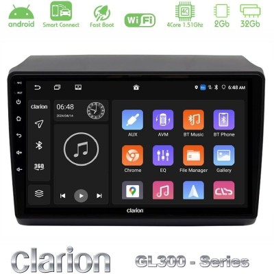 Clarion GL300 Series 4Core Android ClarionOS 2+32GB Fiat Ducato/Citroen Jumper/Peugeot Navigation Multimedia Tablet 9