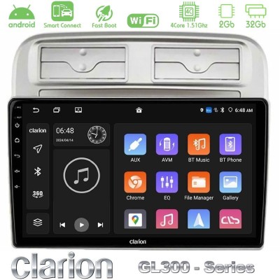 Clarion GL300 Series 4Core Android ClarionOS 2+32GB Fiat Grande Punto 2006-2011 Navigation Multimedia Tablet 9