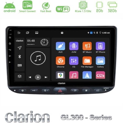 Clarion GL300 Series 4Core Android ClarionOS 2+32GB Fiat Punto/ Evo Navigation Multimedia Tablet 9
