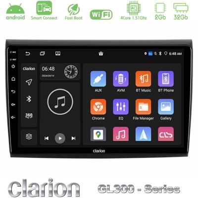 Clarion GL300 Series 4Core Android ClarionOS 2+32GB Fiat Bravo Navigation Multimedia Tablet 9