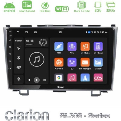 Clarion GL300 Series 4Core Android ClarionOS 2+32GB Honda CRV Navigation Multimedia Tablet 9