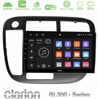 Clarion GL300 Series 4Core Android ClarionOS 2+32GB Honda Civic 1995-2001 Navigation Multimedia Tablet 9