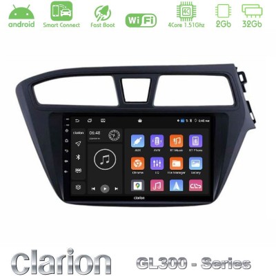 Clarion GL300 Series 4Core Android ClarionOS 2+32GB Hyundai i20 2014-2018 RHD Navigation Multimedia Tablet 9