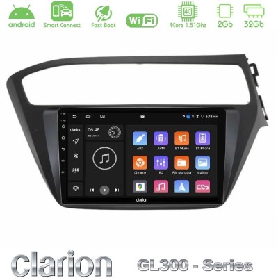 Clarion GL300 Series 4Core Android ClarionOS 2+32GB Hyundai i20 2018-2020 RHD Navigation Multimedia Tablet 9
