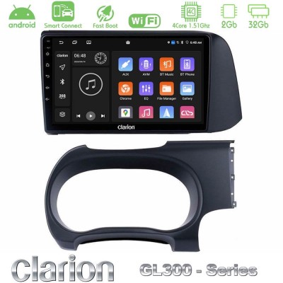 Clarion GL300 Series 4Core Android ClarionOS 2+32GB Hyundai i10 Navigation Multimedia Tablet 9