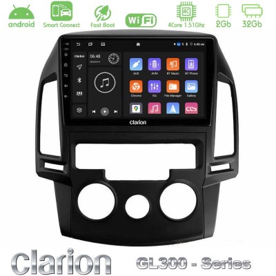 Clarion GL300 Series 4Core Android ClarionOS 2+32GB Hyundai i30 2007-2012 Manual A/C Navigation Multimedia Tablet 9