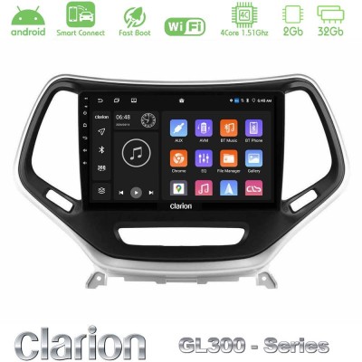 Clarion GL300 Series 4Core Android ClarionOS 2+32GB Jeep Cherokee 2014-2019 Navigation Multimedia Tablet 9