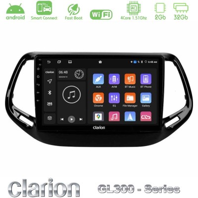 Clarion GL300 Series 4Core Android ClarionOS 2+32GB Jeep Compass 2017> Navigation Multimedia Tablet 10