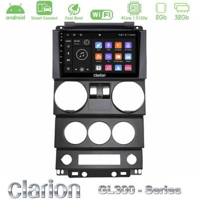 Clarion GL300 Series 4Core Android ClarionOS 2+32GB Jeep Wrangler 2Door 2008-2010 Navigation Multimedia Tablet 9