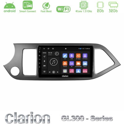 Clarion GL300 Series 4Core Android ClarionOS 2+32GB Kia Picanto Navigation Multimedia Tablet 9