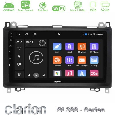 Clarion GL300 Series 4Core Android ClarionOS 2+32GB Mercedes A/B/Vito/Sprinter Class Navigation Multimedia Tablet 9