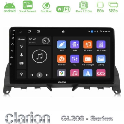 Clarion GL300 Series 4Core Android ClarionOS 2+32GB Mercedes C Class W204 Navigation Multimedia Tablet 9