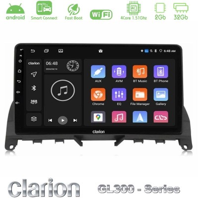Clarion GL300 Series 4Core Android ClarionOS 2+32GB Mercedes C-Class W204 2008-2011 Navigation Multimedia Tablet 9
