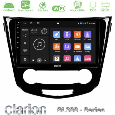 Clarion GL300 Series 4Core Android ClarionOS 2+32GB Nissan Qashqai J11 (Manual A/C) Navigation Multimedia Tablet 10