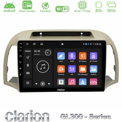 Clarion GL300 Series 4Core Android ClarionOS 2+32GB Nissan Micra K12 2002-2010 Navigation Multimedia Tablet 9
