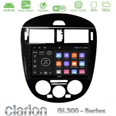 Clarion GL300 Series 4Core Android ClarionOS 2+32GB Nissan Pulsar 2015-2018 (Manual A/C) Navigation Multimedia Tablet 9