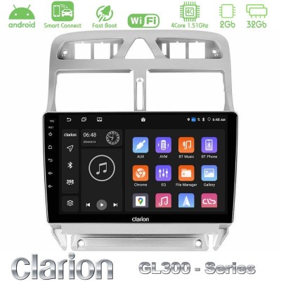 Clarion GL300 Series 4Core Android ClarionOS 2+32GB Peugeot 307 2002-2008 Navigation Multimedia Tablet 9
