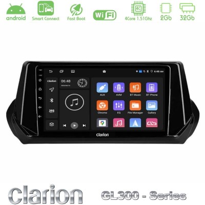 Clarion GL300 Series 4Core Android ClarionOS 2+32GB Peugeot 208/2008 2019-2023 Navigation Multimedia Tablet 9