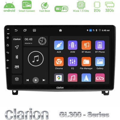 Clarion GL300 Series 4Core Android ClarionOS 2+32GB Peugeot 407 Navigation Multimedia Tablet 9