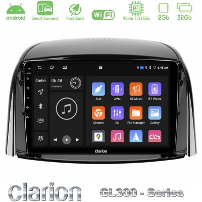Clarion GL300 Series 4Core Android ClarionOS 2+32GB Renault Koleos 2007-2015 Navigation Multimedia Tablet 9