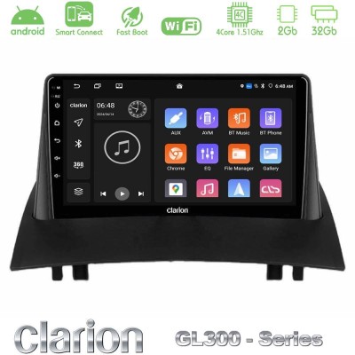 Clarion GL300 Series 4Core Android ClarionOS 2+32GB Renault Megane 2 2002-2008 Navigation Multimedia Tablet 9