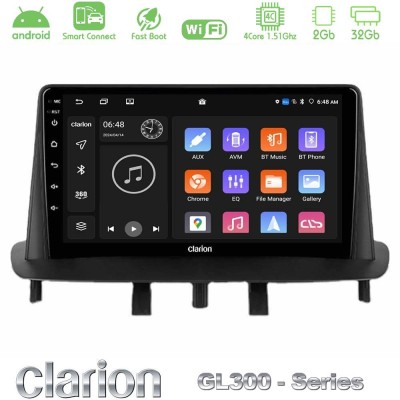 Clarion GL300 Series 4Core Android ClarionOS 2+32GB Renault Megane 3 2009-2015 Navigation Multimedia Tablet 9