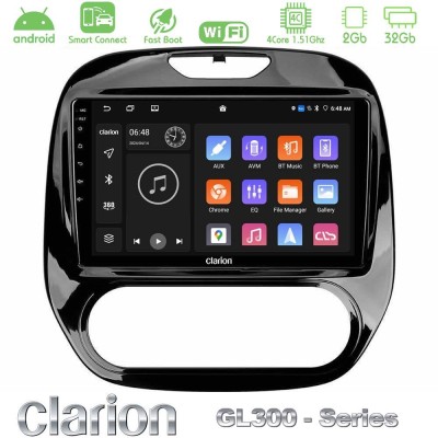 Clarion GL300 Series 4Core Android ClarionOS 2+32GB Renault Captur 2013-2019 (Manual AC) Navigation Multimedia Tablet 9