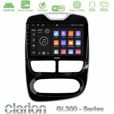 Clarion GL300 Series 4Core Android ClarionOS 2+32GB Renault Clio 2012-2016 Navigation Multimedia Tablet 9