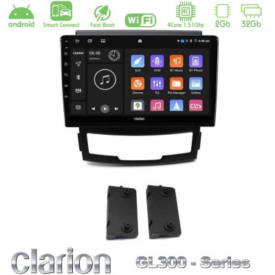 Clarion GL300 Series 4Core Android ClarionOS 2+32GB Ssangyong Korando 2010-2014 Navigation Multimedia Tablet 9
