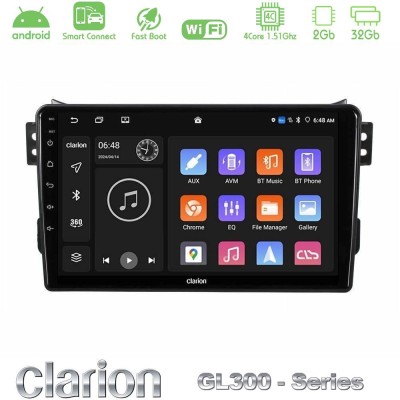 Clarion GL300 Series 4Core Android ClarionOS 2+32GB Suzuki Splash & Opel Agila 2008-2014 Navigation Multimedia Tablet 9