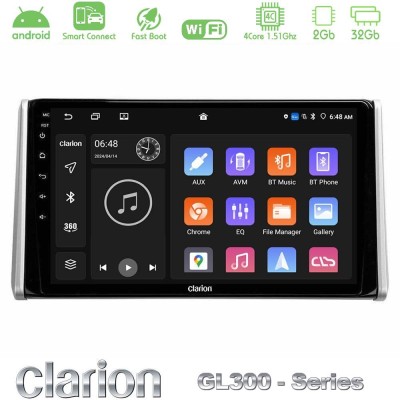 Clarion GL300 Series 4Core Android ClarionOS 2+32GB Toyota RAV4 2019-2023 Navigation Multimedia Tablet 10