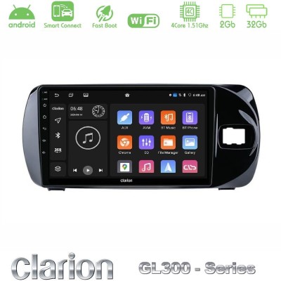 Clarion GL300 Series 4Core Android ClarionOS 2+32GB Toyota Yaris (Vitz) 2015-2020 RHD Navigation Multimedia Tablet 9